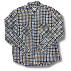 LACOSTE Men's Long Sleeve Button Down Plaid Modern Fit Shirt, Yellow/ Blue - XL